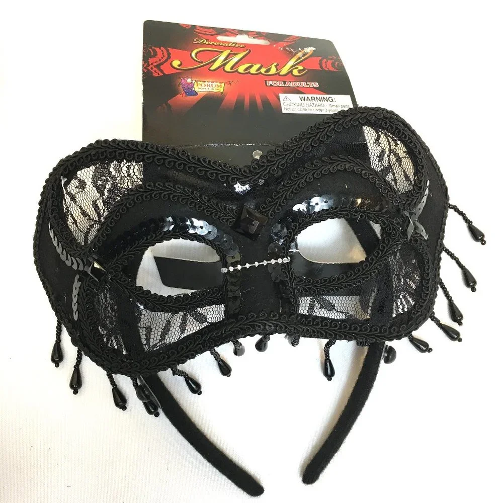 Venetian Masquerade Blk Lace Mask NWT NOS